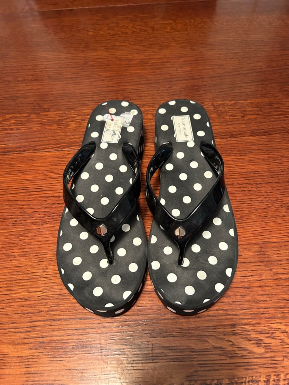kate spade Black and White Polka Dot Flip Flop Sandals